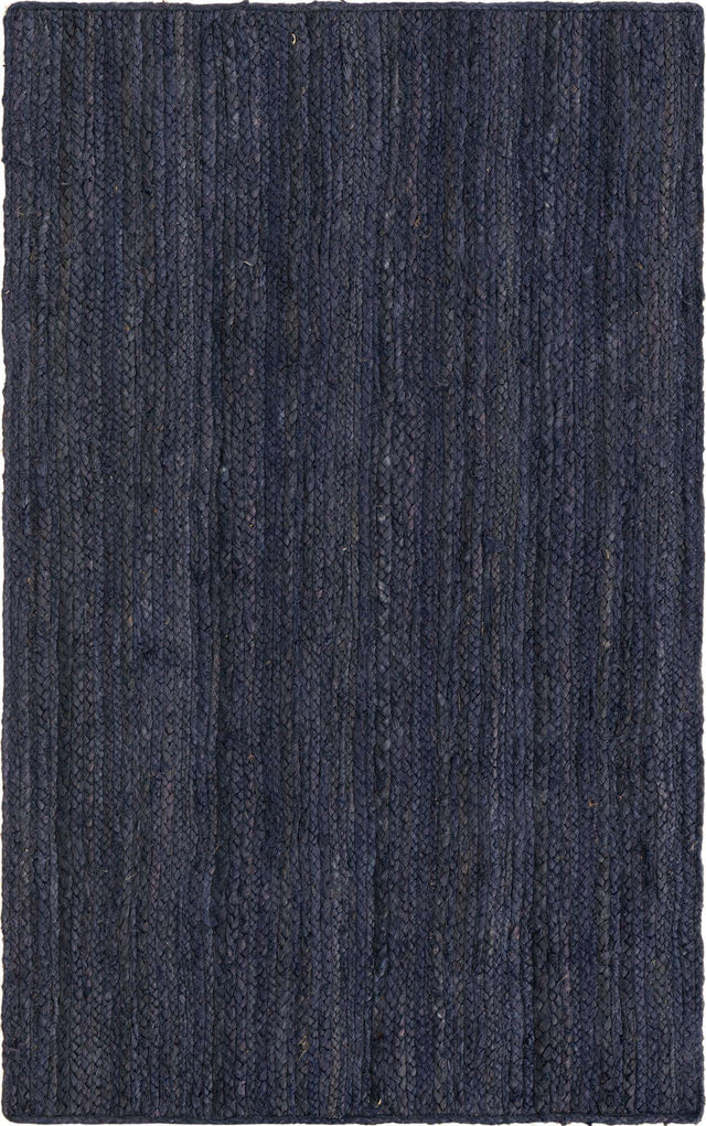 Navy Blue 3' 3 x 5' 1 Braided Jute Rectangle Rug