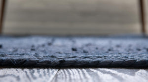 Navy Blue 8' x 8' Braided Jute Square Rug