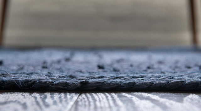 Navy Blue 8' x 8' Braided Jute Square Rug