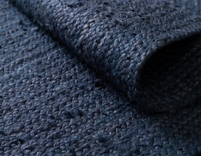 Navy Blue 8' x 8' Braided Jute Square Rug