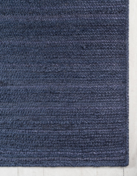 Navy Blue 8' x 8' Braided Jute Square Area Rug 100% Jute Hand Braided Natural Eco-Friendly Boho Style Carpet for Living Rooms Dining Office Space Dorms for Sale at Rug Engine