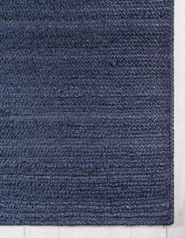 Navy Blue 8' x 8' Braided Jute Square Rug