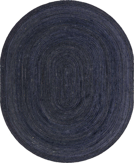 Navy Blue 8' x 10' Braided Jute Oval Rug