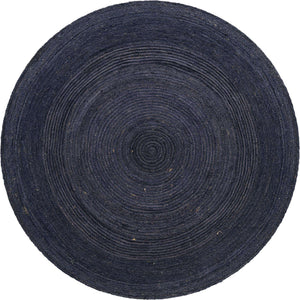 Navy Blue 8' x 8' Braided Jute Round Rug