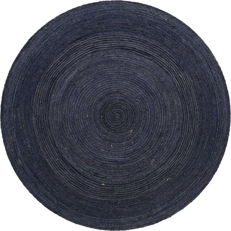 Navy Blue 8' x 8' Braided Jute Round Rug