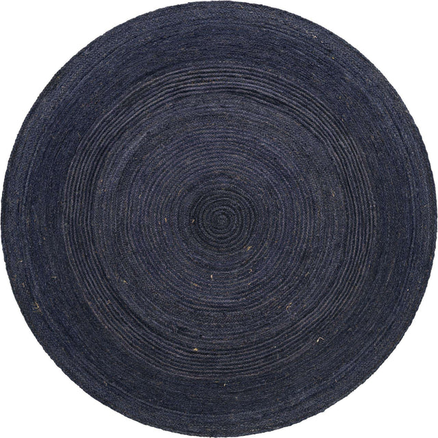 Navy Blue 8' x 8' Braided Jute Round Rug