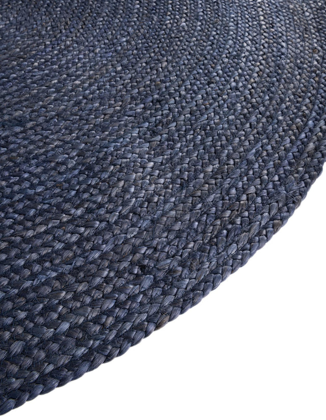 Navy Blue 3' 3 x 3' 3 Braided Jute Round Rug