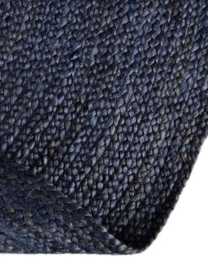 Navy Blue 3' 3 x 3' 3 Braided Jute Round Rug