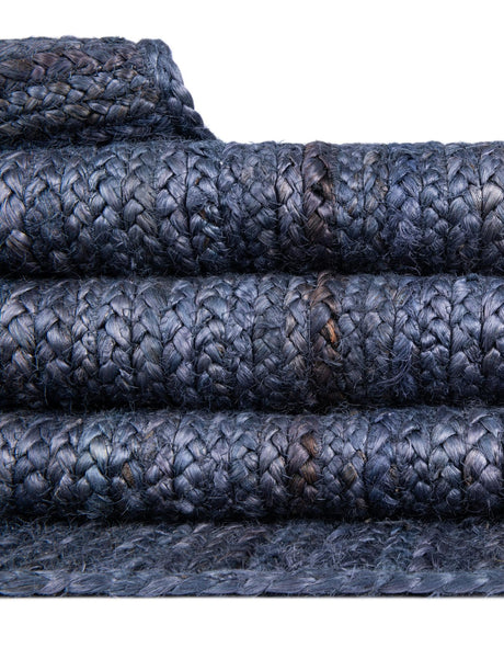Navy Blue 3' 3 x 3' 3 Braided Jute Round Area Rug 100% Jute Hand Braided Natural Eco-Friendly Boho Style Carpet for Living Rooms Dining Office Space Dorms for Sale at Rug Engine