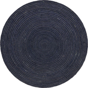 Navy Blue 5' 1 x 5' 1 Braided Jute Round Rug