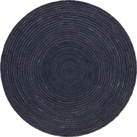 Navy Blue 5' 1 x 5' 1 Braided Jute Round Rug