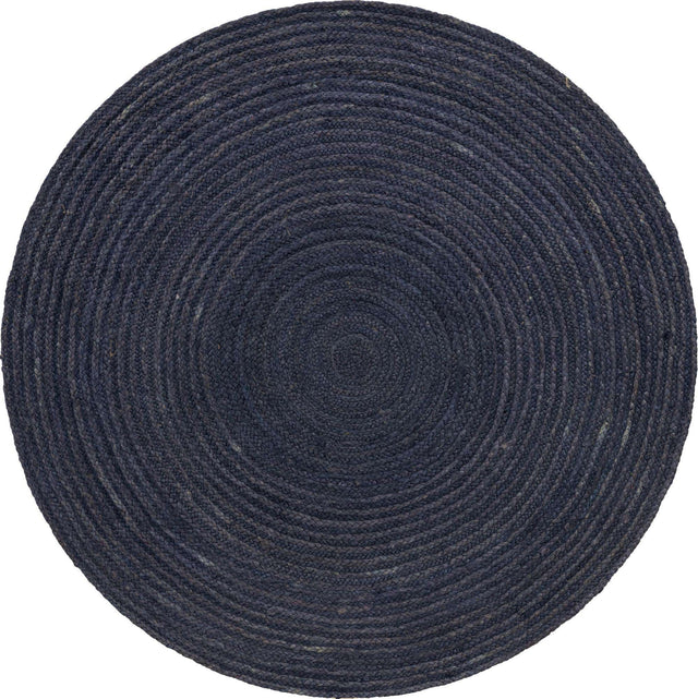 Navy Blue 5' 1 x 5' 1 Braided Jute Round Rug