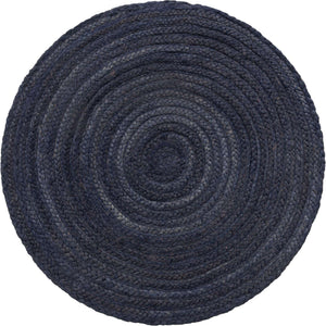 Navy Blue 3' 3 x 3' 3 Braided Jute Round Rug