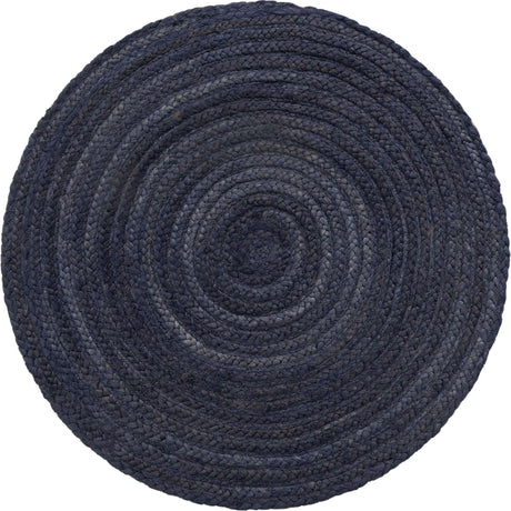 Navy Blue 3' 3 x 3' 3 Braided Jute Round Rug