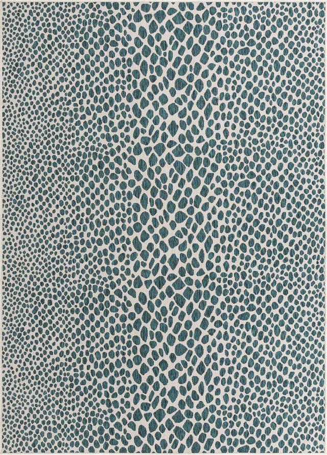 Teal 7' 1 x 10' Jill Zarin Outdoor Rectangle Area Rug Weather Resistant for Patio, Deck, Terrace, Balcony, Porch Durable 100% Polypropylene Carpet for Outside for Sale at Rug Engine