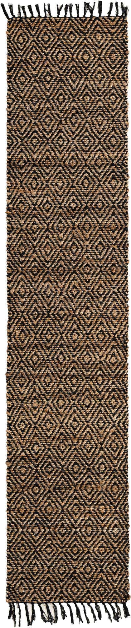 Black 2' 2 x 10' Braided Jute Runner Rug