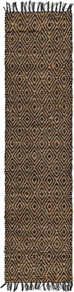 Black 2' 2 x 8' Braided Jute Runner Rug