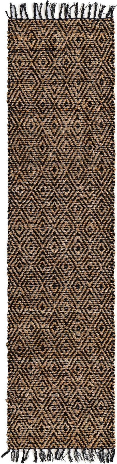 Black 2' 2 x 8' Braided Jute Runner Rug