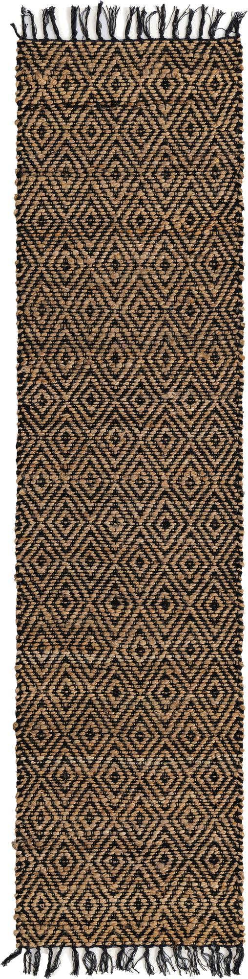 Black 2' 2 x 8' Braided Jute Runner Rug