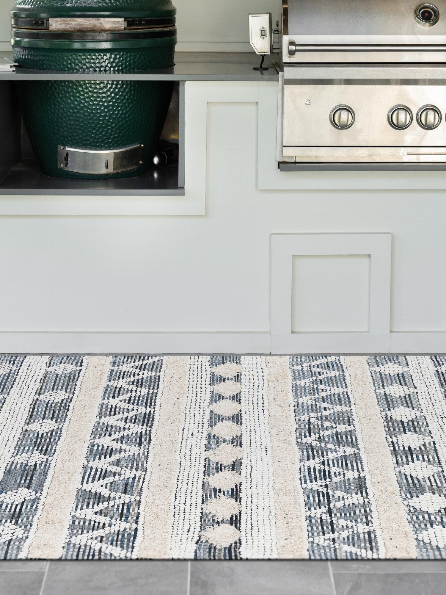 Ivory 5' 1 x 8' Cotton Chindi Rectangle Area Rug Geometric Boho Carpet Mat for Interior Design Home Decor for Sale at Rug Engine