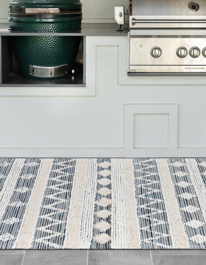 Ivory 5' 1 x 8' Cotton Chindi Rectangle Area Rug Geometric Boho Carpet Mat for Interior Design Home Decor for Sale at Rug Engine