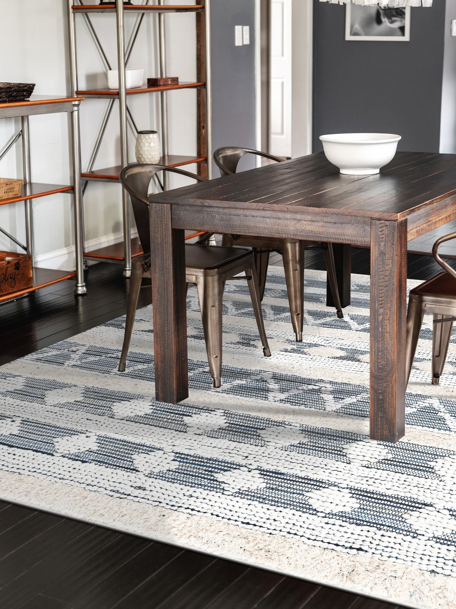 Ivory 5' 1 x 8' Cotton Chindi Rectangle Area Rug Geometric Boho Carpet Mat for Interior Design Home Decor for Sale at Rug Engine
