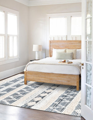 Ivory 5' 1 x 8' Cotton Chindi Rectangle Area Rug Geometric Boho Carpet Mat for Interior Design Home Decor for Sale at Rug Engine