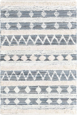 Ivory 5' 1 x 8' Cotton Chindi Rectangle Area Rug Geometric Boho Carpet Mat for Interior Design Home Decor for Sale at Rug Engine
