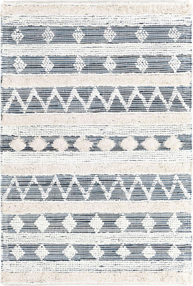 Ivory 5' 1 x 8' Cotton Chindi Rectangle Area Rug Geometric Boho Carpet Mat for Interior Design Home Decor for Sale at Rug Engine