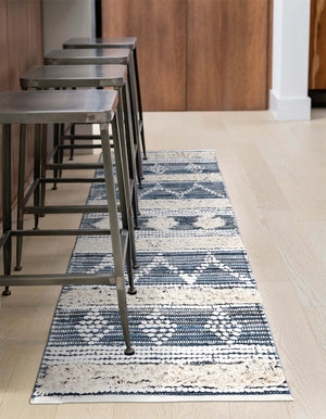 Ivory 2' 2 x 6' 1 Cotton Chindi Runner Area Rug Geometric Boho Carpet Mat for Interior Design Home Decor for Sale at Rug Engine