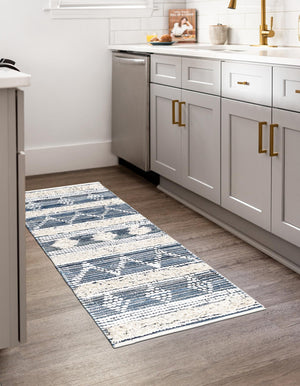 Ivory 2' 2 x 6' 1 Cotton Chindi Runner Area Rug Geometric Boho Carpet Mat for Interior Design Home Decor for Sale at Rug Engine