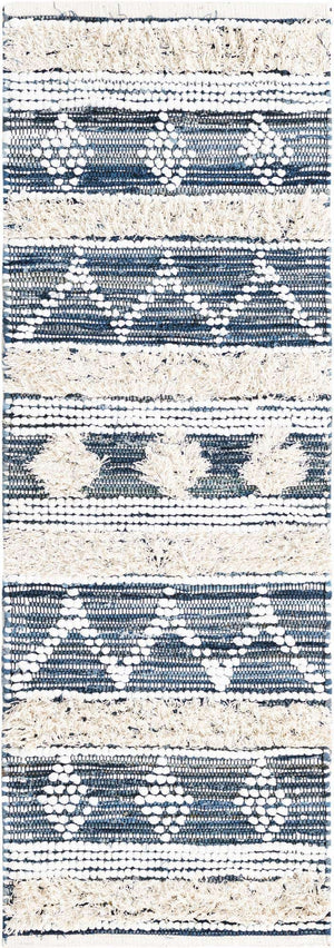 Ivory 2' 2 x 6' 1 Cotton Chindi Runner Area Rug Geometric Boho Carpet Mat for Interior Design Home Decor for Sale at Rug Engine