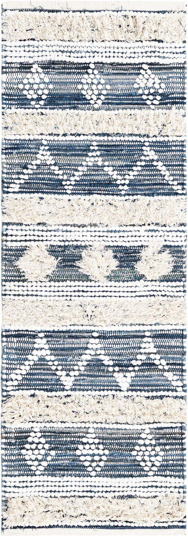 Ivory 2' 2 x 6' 1 Cotton Chindi Runner Area Rug Geometric Boho Carpet Mat for Interior Design Home Decor for Sale at Rug Engine