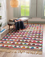 Multicolor 5' 1 x 8' Chindi Trellis Rectangle Area Rug Natural Eco-Friendly Cotton Geometric Pattern Carpet for Living Dining Room Office Bedrooms for Sale at Rug Engine