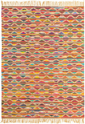 Multicolor 9' x 12' Chindi Trellis Rectangle Area Rug Natural Eco-Friendly Cotton Geometric Pattern Carpet for Living Dining Room Office Bedrooms for Sale at Rug Engine
