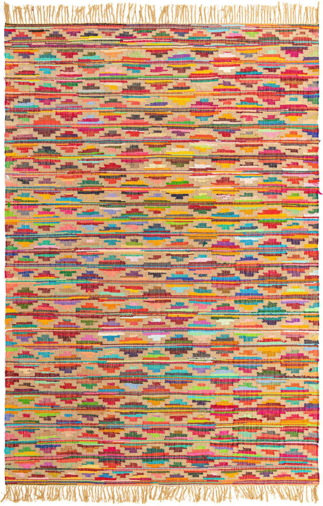 Multicolor 8' x 11' Chindi Trellis Rectangle Area Rug Natural Eco-Friendly Cotton Geometric Pattern Carpet for Living Dining Room Office Bedrooms for Sale at Rug Engine
