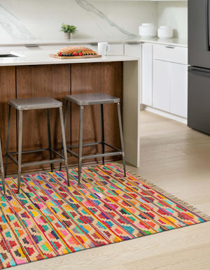 Multicolor 7' 1 x 10' Chindi Trellis Rectangle Area Rug Natural Eco-Friendly Cotton Geometric Pattern Carpet for Living Dining Room Office Bedrooms for Sale at Rug Engine