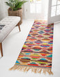 Multicolor 2' 2 x 6' 1 Chindi Trellis Runner Area Rug Natural Eco-Friendly Cotton Geometric Pattern Carpet for Living Dining Room Office Bedrooms for Sale at Rug Engine