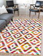 Multicolor 9' x 12' Chindi Trellis Rectangle Area Rug Natural Eco-Friendly Cotton Geometric Pattern Carpet for Living Dining Room Office Bedrooms for Sale at Rug Engine