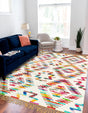 Multicolor 2' x 3' 1 Chindi Trellis Rectangle Area Rug Natural Eco-Friendly Cotton Geometric Pattern Carpet for Living Dining Room Office Bedrooms for Sale at Rug Engine