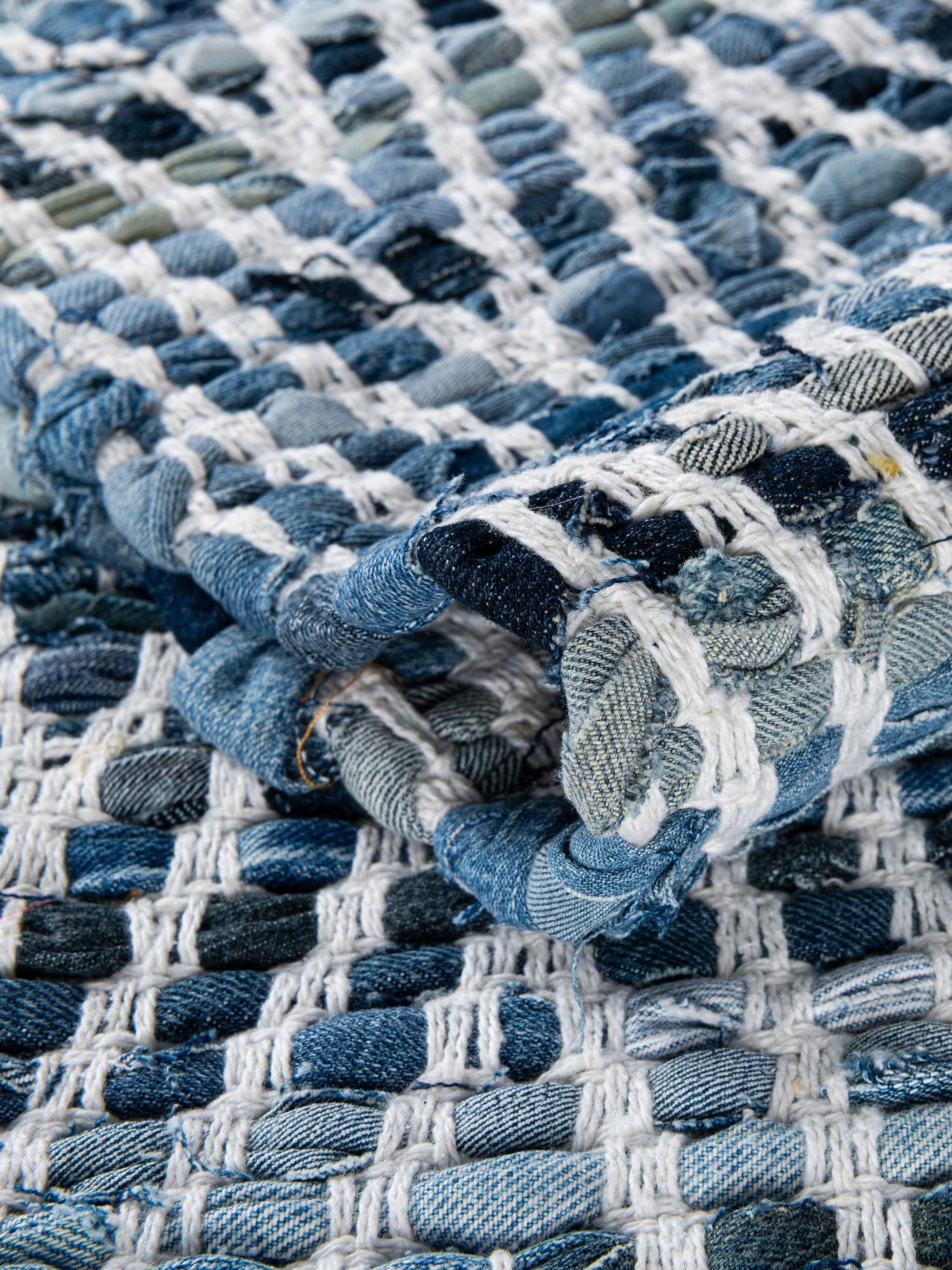 Denim 5' 1 x 8' Chindi Chevron Rectangle Area Rug 100% Denim Cotton All Natural Modern Geometric Carpet Dining Living Rooms Bathroom Dorm Decor for Sale at Rug Engine