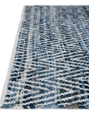 Denim 5' 1 x 8' Chindi Chevron Rectangle Area Rug 100% Denim Cotton All Natural Modern Geometric Carpet Dining Living Rooms Bathroom Dorm Decor for Sale at Rug Engine