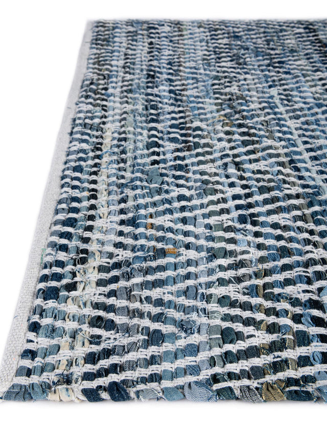 Denim 5' 1 x 8' Chindi Chevron Rectangle Area Rug 100% Denim Cotton All Natural Modern Geometric Carpet Dining Living Rooms Bathroom Dorm Decor for Sale at Rug Engine