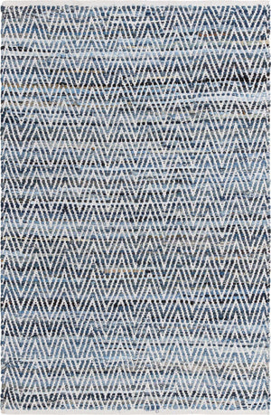 Denim 4' 1 x 6' 1 Chindi Chevron Rectangle Area Rug 100% Denim Cotton All Natural Modern Geometric Carpet Dining Living Rooms Bathroom Dorm Decor for Sale at Rug Engine
