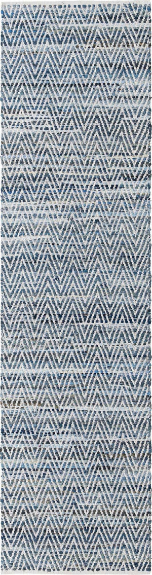 Denim 2' 7 x 10' Chindi Chevron Runner Area Rug 100% Denim Cotton All Natural Modern Geometric Carpet Dining Living Rooms Bathroom Dorm Decor for Sale at Rug Engine