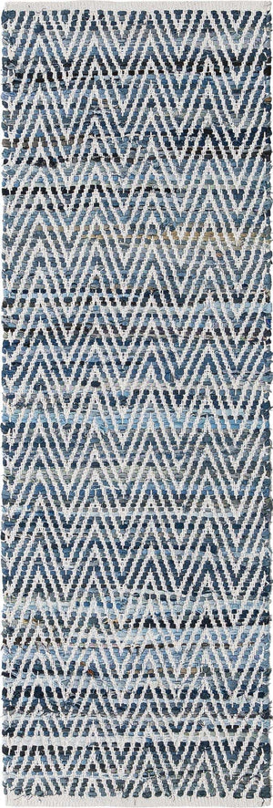 Denim 2' 2 x 6' 1 Chindi Chevron Runner Area Rug 100% Denim Cotton All Natural Modern Geometric Carpet Dining Living Rooms Bathroom Dorm Decor for Sale at Rug Engine