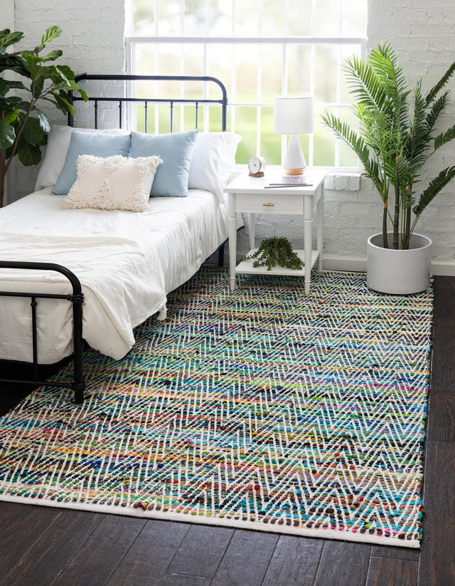 Green 7' 1 x 10' Chindi Chevron Rectangle Area Rug 100% Denim Cotton All Natural Modern Geometric Carpet Dining Living Rooms Bathroom Dorm Decor for Sale at Rug Engine