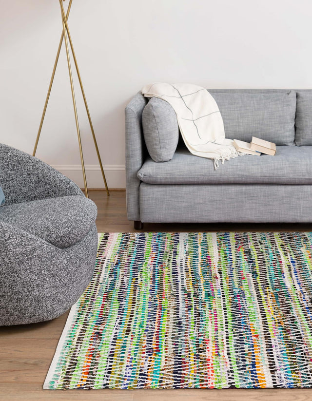 Green 4' 1 x 6' 1 Chindi Chevron Rectangle Area Rug 100% Denim Cotton All Natural Modern Geometric Carpet Dining Living Rooms Bathroom Dorm Decor for Sale at Rug Engine