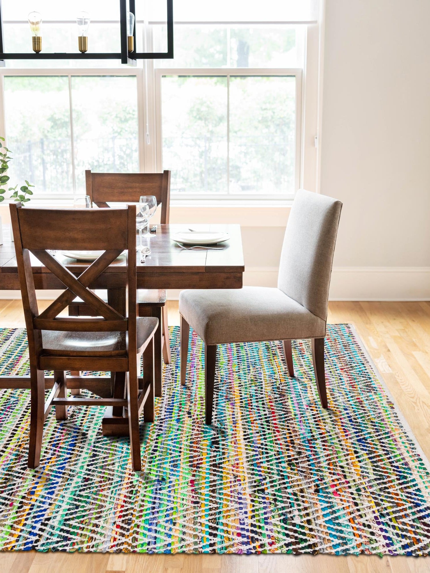 Green 9' x 12' Chindi Chevron Rectangle Area Rug 100% Denim Cotton All Natural Modern Geometric Carpet Dining Living Rooms Bathroom Dorm Decor for Sale at Rug Engine