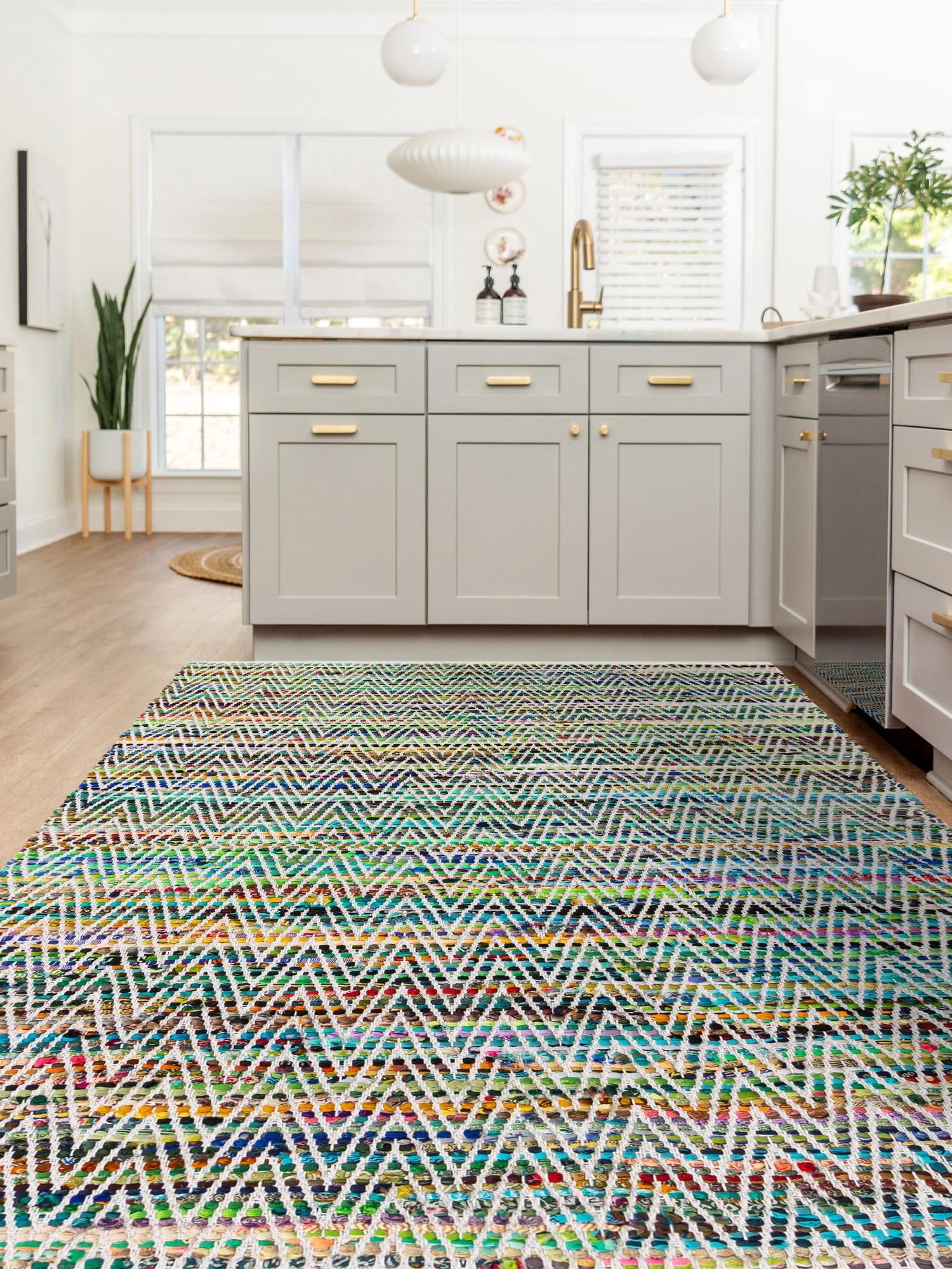 Green 7' 1 x 10' Chindi Chevron Rectangle Area Rug 100% Denim Cotton All Natural Modern Geometric Carpet Dining Living Rooms Bathroom Dorm Decor for Sale at Rug Engine